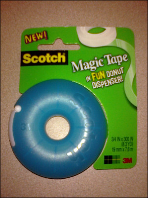 Scotch Magic Tape in a donut dispenser